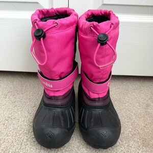 Columbia Kids Black/Plum/Pink “Powder Bug” Snow Boots